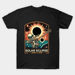 Solar Eclipse April 8th 2024 dabbing skeleton Total Eclipse 2024 T-Shirt